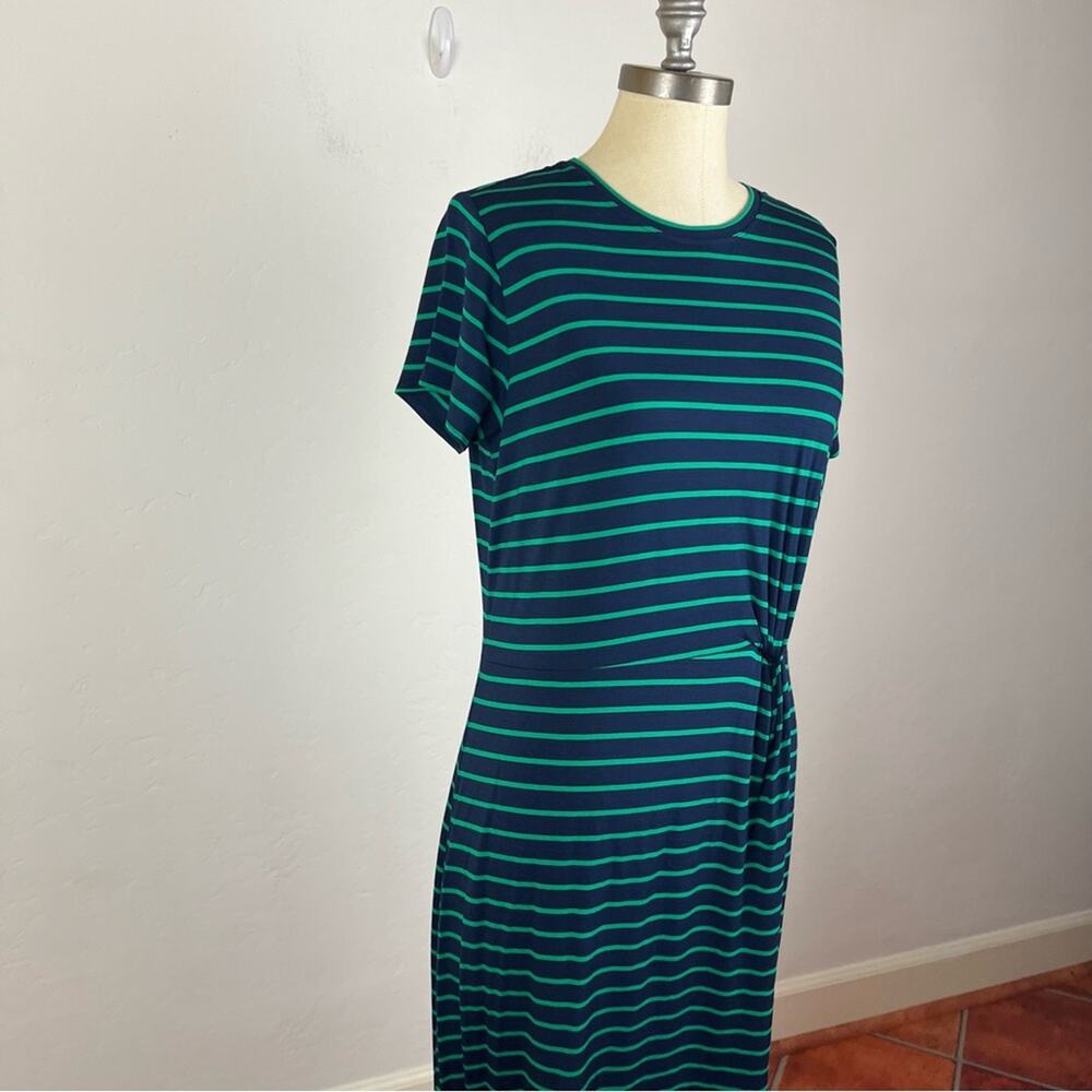 LOFT Navy and Teal Striped Maxi Dress - Picture 3 of 8